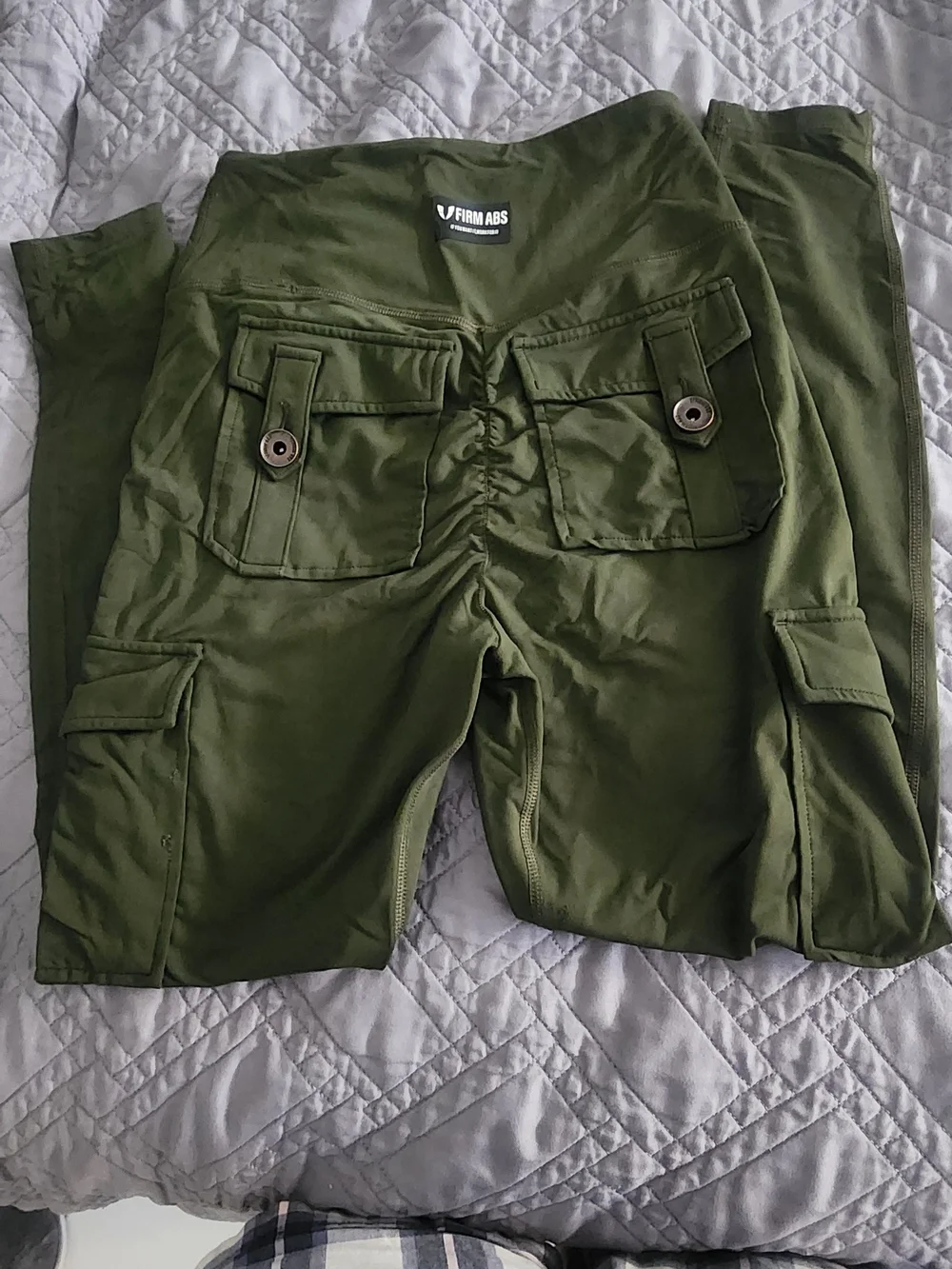Olive Green Active Leggings with Logo